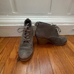 Grey wedge booties